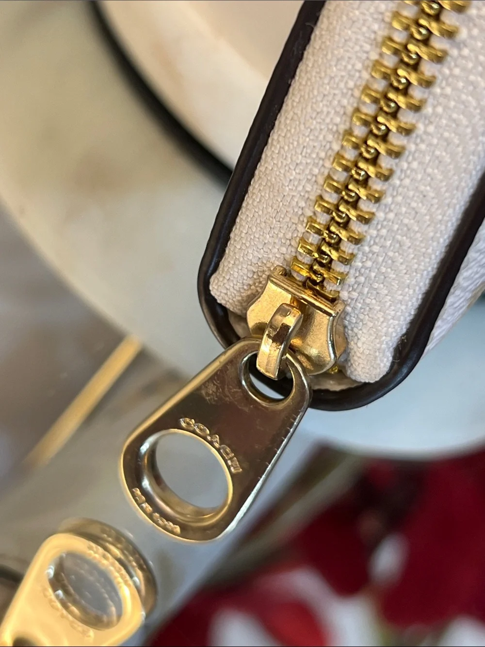Coach Long Zip-Around / Accordion Wallet in Signature C Canvas with Bee Print